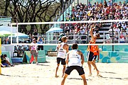 Deutsch: Beachvolleyball bei den Olympischen Jugendspielen 2018; Tag 8, 14. Oktober 2018; Mädchen, Achtelfinale – Mexiko-China 0:2 (15–21/16–21) English: Beach volleyball at the 2018 Summer Youth Olympics at 14 October 2018 – Girls Round of 16 – Mexico-China 0:2 (15–21/16–21)