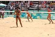 Deutsch: Beachvolleyball bei den Olympischen Jugendspielen 2018; Tag 11, 17. Oktober 2018; Mädchen, Finale – Italien (Claudia Scampoli & Nicol Bertozzi)- Russland (Maria Woronina & Maria Botscharow) 0:2 (19–21/19–21) English: Beach volleyball at the 2018 Summer Youth Olympics at 17 October 2018 – Girls Final – Italy (Claudia Scampoli & Nicol Bertozzi) - Russia (Maria Voronina & Maria Bocharova) 0:2 (19–21/19–21)