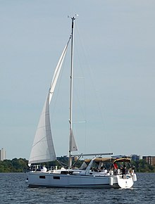 Beneteau Oceanis 35.1 showing transom with an optional fold down tailgate Beneteau Oceanis 35.1 sailboat 5774.jpg