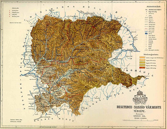 Poziția localității Comitatul Bistrița-Năsăud (Beszterce-Naszód)