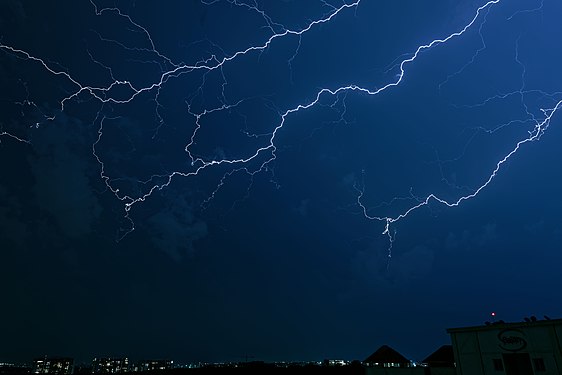 Lightning strike piercing through the darkness. Bangalore, India