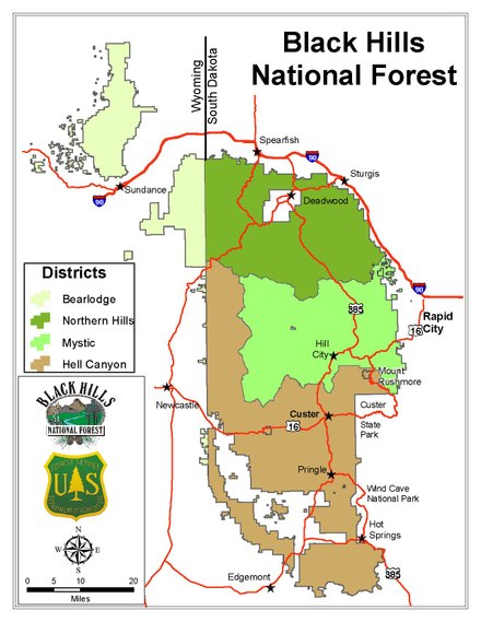 Black Hills National Forest Districts Map