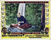 Lobby card for double feature with Boris Karloff and Bela Lugosi.