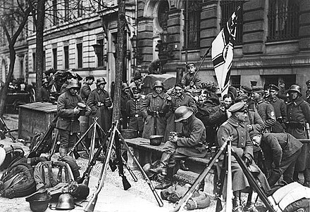 On March, 1920, German monarchists, anti communists and nationalists known as the Freikorps, attempted to overthrow the Weimar Republic. Also known as the Kapp Putsch.