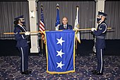 Lt. Gen. Robert I. Miller has his new three-star flag unfurled during his promotion ceremony on 4 June 2021. CSAF promotes Maj. Gen. Robert Miller 210604-F-LE393-0291.jpg