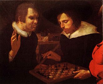 Saw this painting of a historical chess game, can anyone provide any  analysis on it? : r/chess