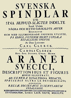 <i>Svenska Spindlar</i> 1757 arachnology text by Carl Alexander Clerck