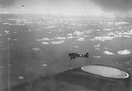 Japanese carrier dive bombers head towards the reported position of American carriers on May 7. Coral Sea Japanese Type 99.jpg