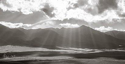 crepuscular rays over the Sangre De Cristo Mountains