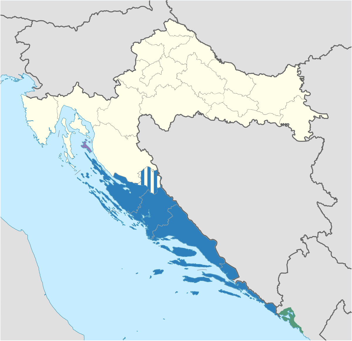 Map Of Croatia Dalmatian Coast Dalmatia   Wikipedia