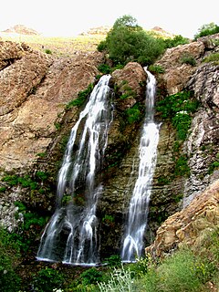 Abshar Dogholu Waterfall in Tehran, Iran