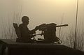 A U.S. Army soldier mans a HMMWV-mounted Mk19 in March 2000.