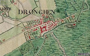 Drongen Abbey on the Ferraris map Drongen, Ghent, Belgium, ferrariskaart.jpg