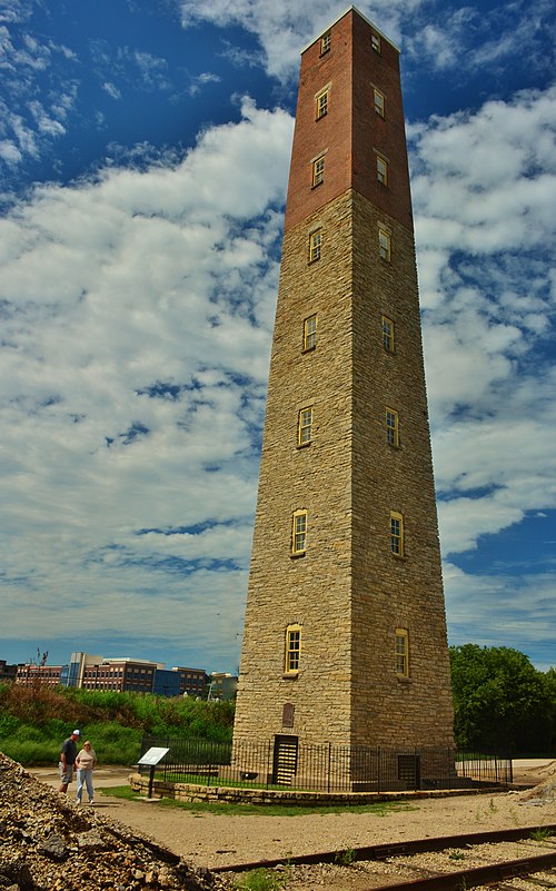 Image: Dubuque Iowa August 2014 Historic Shot Tower near the Water front district