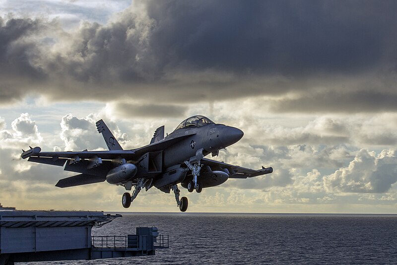 File:EA-18G of VAQ-139 is launched from USS Carl Vinson (CVN-70) in May 2015.JPG
