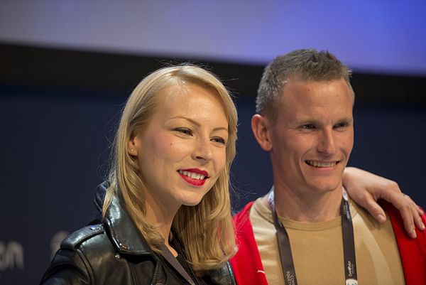 ManuElla and acrobat Jannik Baltzer Hattel during a press meet and greet