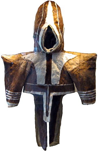 An early 20th century Inuit parka made of caribou skin