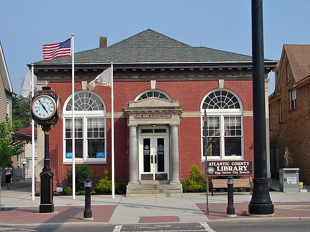 Former Egg Harbor Commercial Bank building, now the local branch of the Atlantic County library system