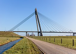 Eilandbrug Cable-stayed bridge over the IJssel in the A50 near Kampen. (West side)