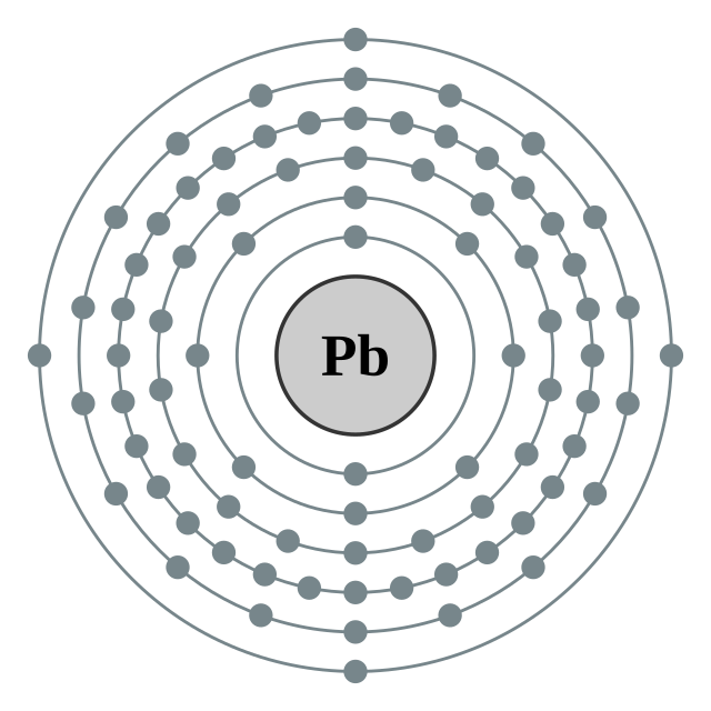 鉛的電子層（2, 8, 18, 32, 18, 4）