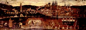 Erfurt Charterhouse di sebuah representasi dari yayasan legenda (c. 1525, tempera pada panel)