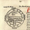 < COMPARISON Vision of Earth in the Middle Ages traces back to Isidore of Seville copies in monasteries. Still used in that first printed version, T and O map (Guntherus Ziner, Augsburg, 1472).