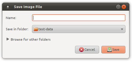 A "save as" file dialog from GTK. The file browser is hidden inside a disclosure widget.