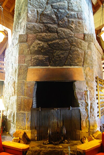 File:Fireplace front main level - Timberline Lodge Oregon.JPG