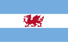 Flag of the city of Puerto Madryn, Argentina, inspired by the Flag of Wales, owing to the Welsh immigration Flag of the Welsh colony in Patagonia.svg