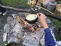 Fondue au feu de bois