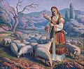 František Čermák: Přadlena s ovcemi na pastvě