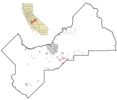 Posizione nella contea di Fresno e nello stato della California