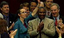 August 1, 2011: Giffords's first appearance in the House of Representatives since her attempted assassination Gabby returns to house 8 1 11.jpg