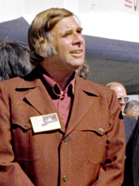 Roddenberry with Space Shuttle Enterprise in Palmdale, California, 1976