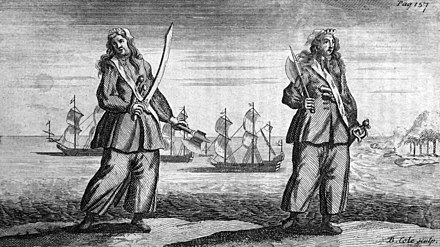 Anne Bonny and Mary Read, convicted of piracy on 28 November 1720