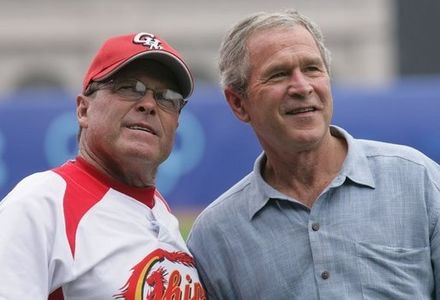 Lefebvre and President George W. Bush at the Beijing 2008 Summer Olympic Games