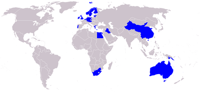 Distribuzione delle forze aeree mondiali che hanno utilizzato il Gladiator.