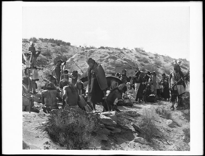 File:Group of about twenty-five people at the Hopi Indian flute dance at Oraibi, 1901 (CHS-1022).jpg