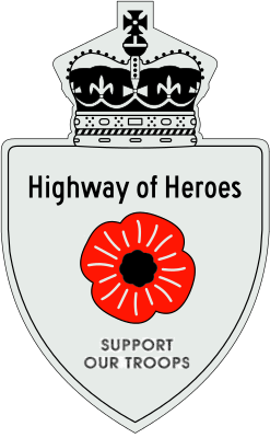 The route marker for the Highway of Heroes