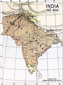 Maurya Empire under king Ashoka, c.250 BCE. India 250 BC.jpg