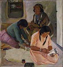 Indian Women Making Pottery by Catharine Carter Critcher, c. 1924, in the collection of the Smithsonian American Art Museum Indian Women Making Pottery SAAM-1991.205.6 1.jpg