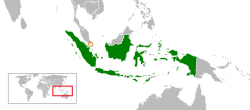 Peta memperlihatkan lokasiIndonesia and Singapore