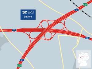 Übersichtskarte Autobahnkreuz Bielefeld