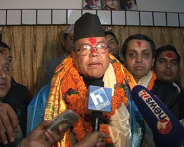 Jhala Nath Khanal after being elected Prime Minister of Nepal