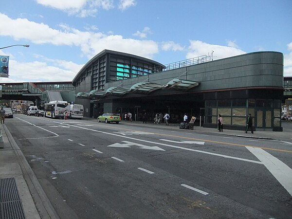 The station complex and adjoining bus terminal as seen from Broadway and 75th Street