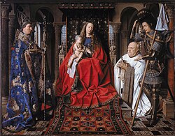 Madonna with Canon Joris van der Paele label QS:Len,"Madonna with Canon Joris van der Paele" 1436