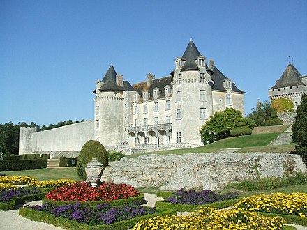 La Roche-Courbon castle, about 20 km from Saintes, was called Le château de la Belle au bois dormant, "the castle of sleeping beauty" by writer Pierre Loti