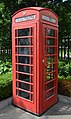 One of the three Grade II listed K6 telephone kiosks located near St Paul's Cathedral, London.