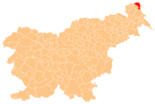 Map of Slovenia, position of Šalovci highlighted