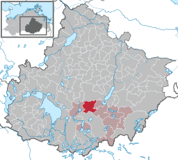 Läget för kommunen Klein Vielen i Landkreis Mecklenburgische Seenplatte